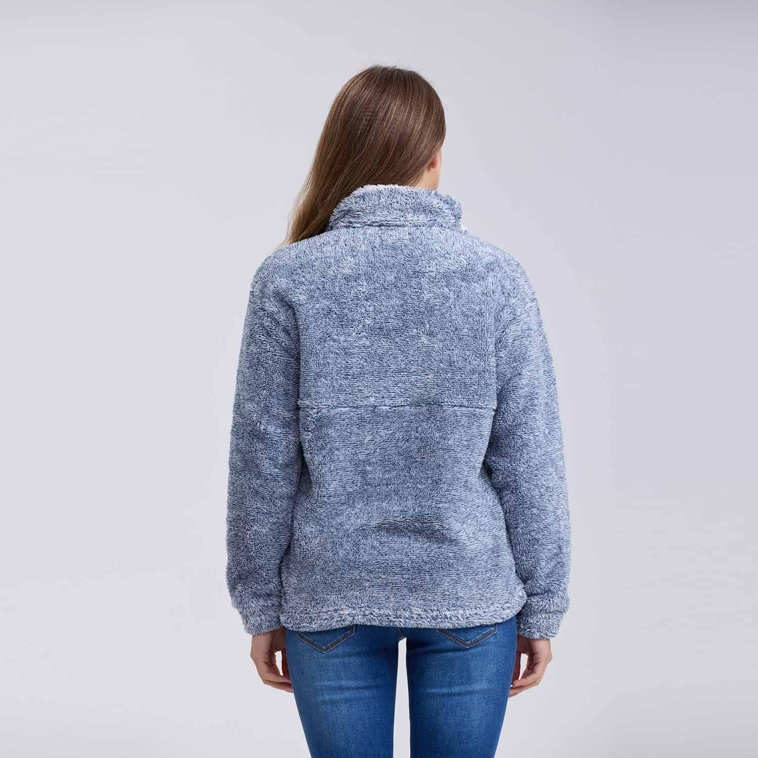 Polar Mujer Medio Zipper Celeste Melange-2