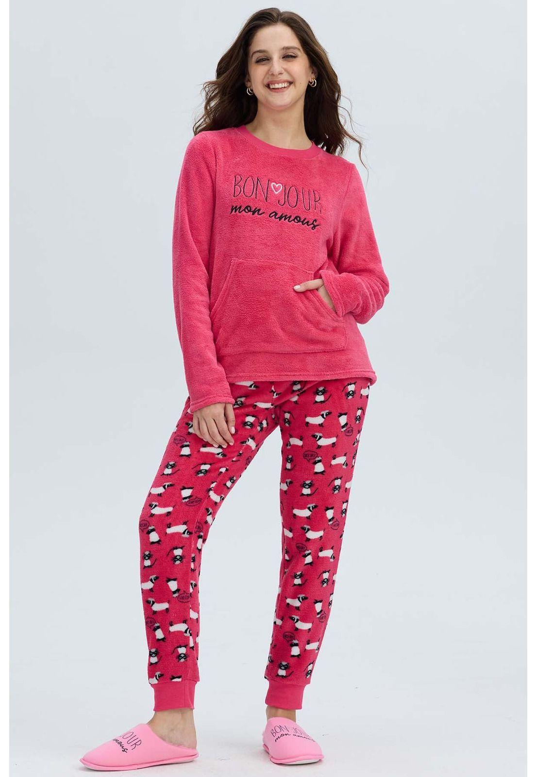Pijama Mujer Polar Fucsia - lV-0