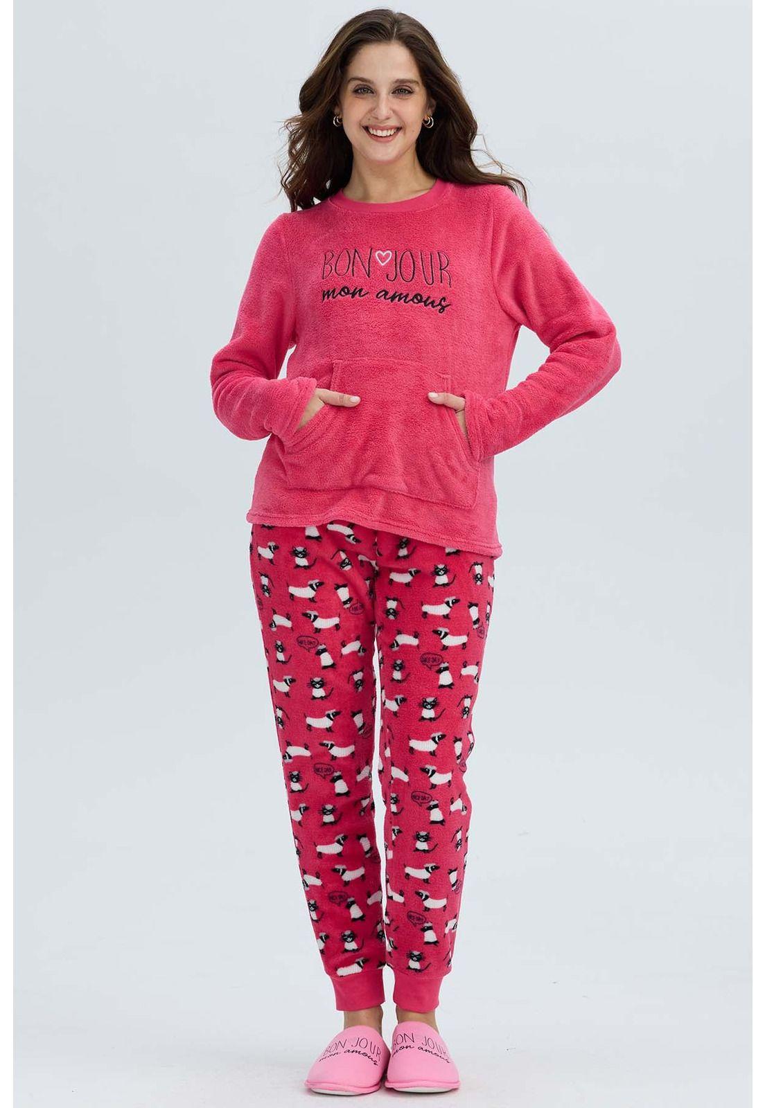 Pijama Mujer Polar Fucsia - lV-1
