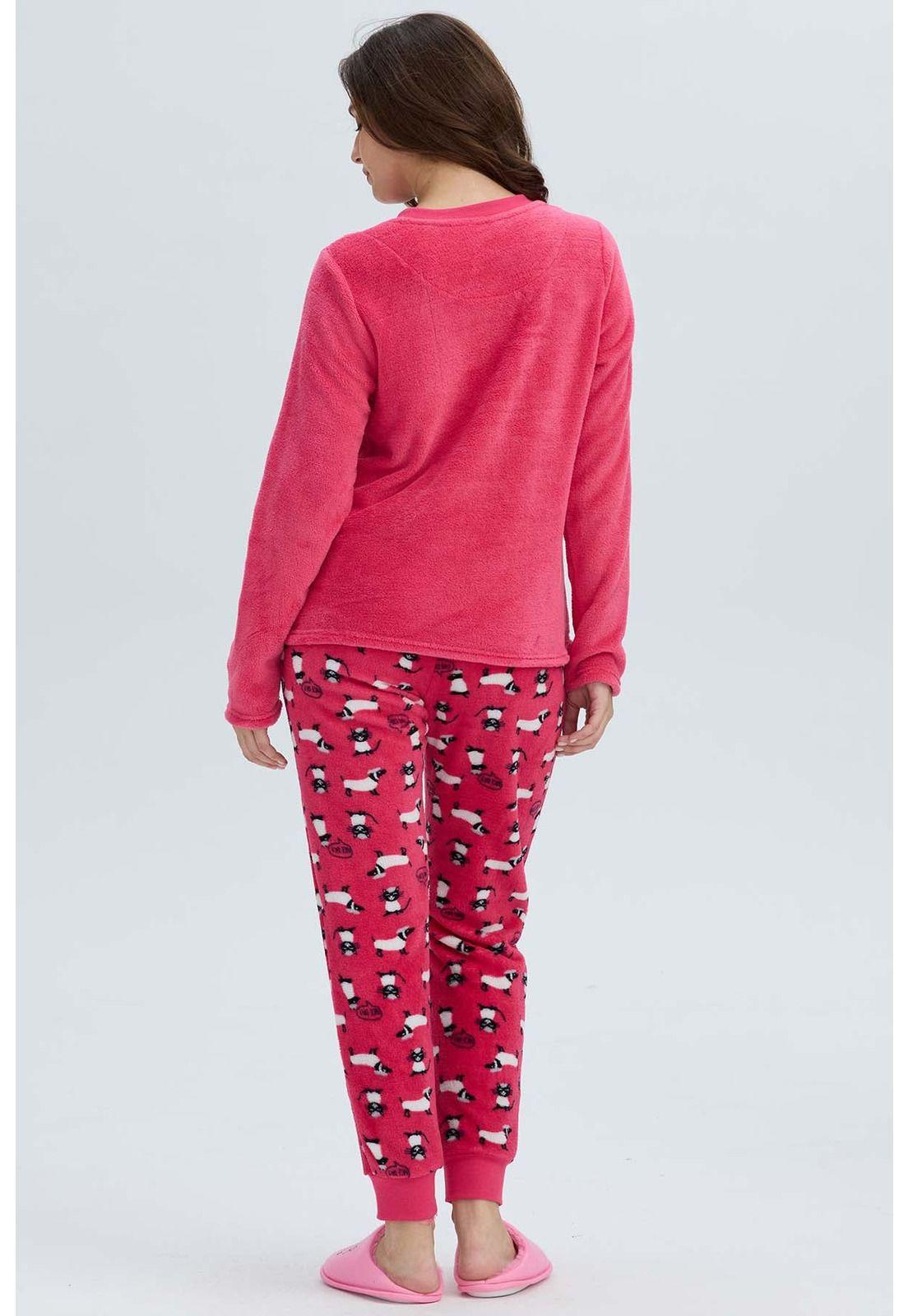 Pijama Mujer Polar Fucsia - lV-2