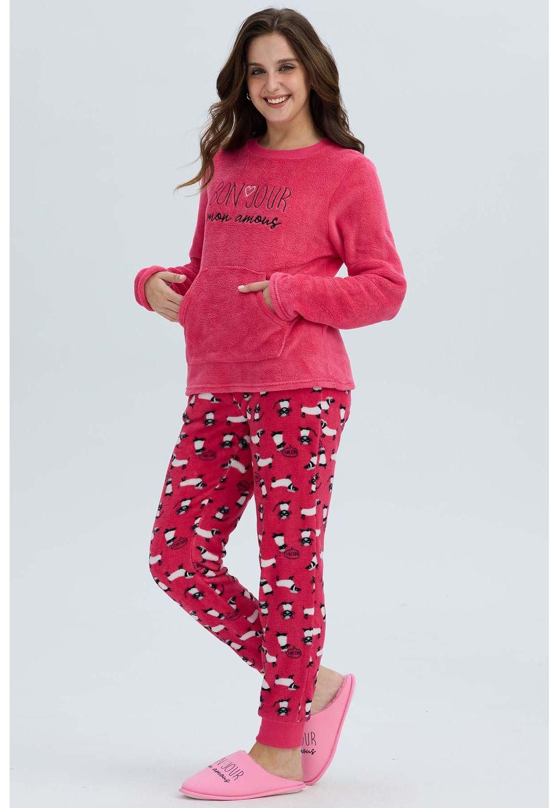 Pijama Mujer Polar Fucsia - lV-3