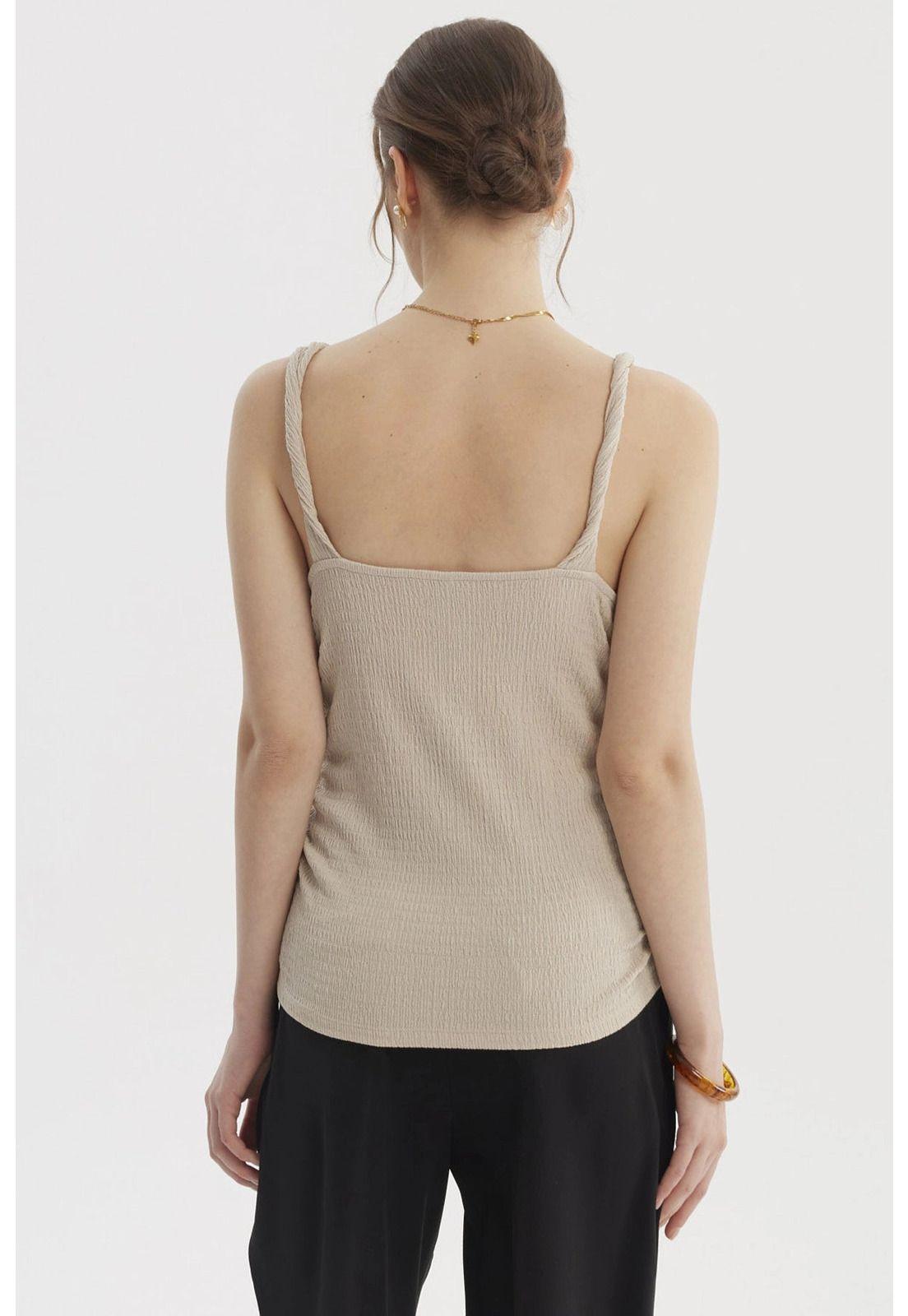 Polera Mujer Tirante Trenzado Arena-2