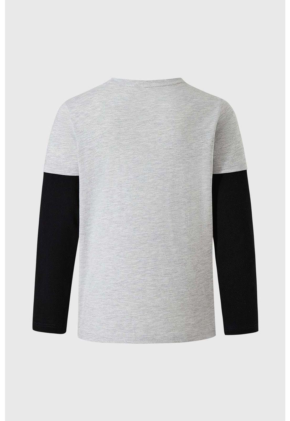 Polera Niño Doble Manga Básica Gris - lll-1