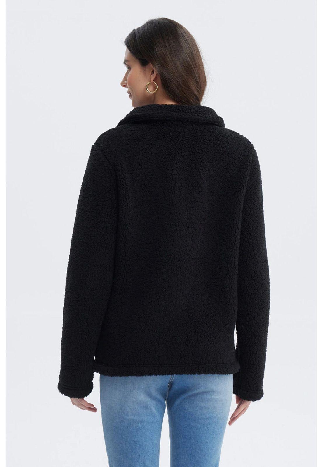 Polar Mujer Cuello Camisero Negro - ll-2