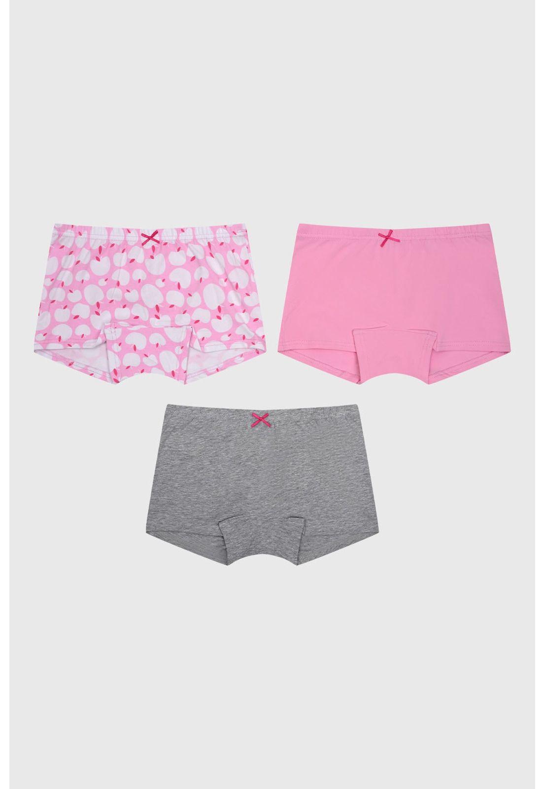 Calzón Niña Tripack Tipo Short Rosado-0