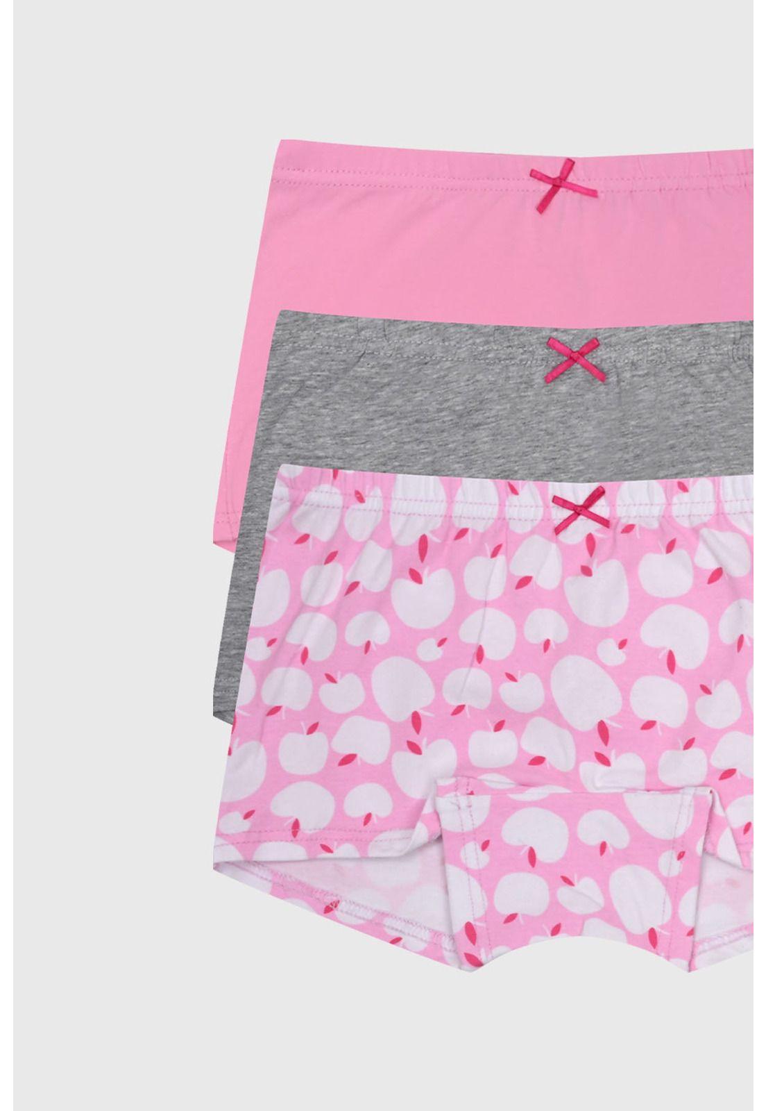 Calzón Niña Tripack Tipo Short Rosado-1