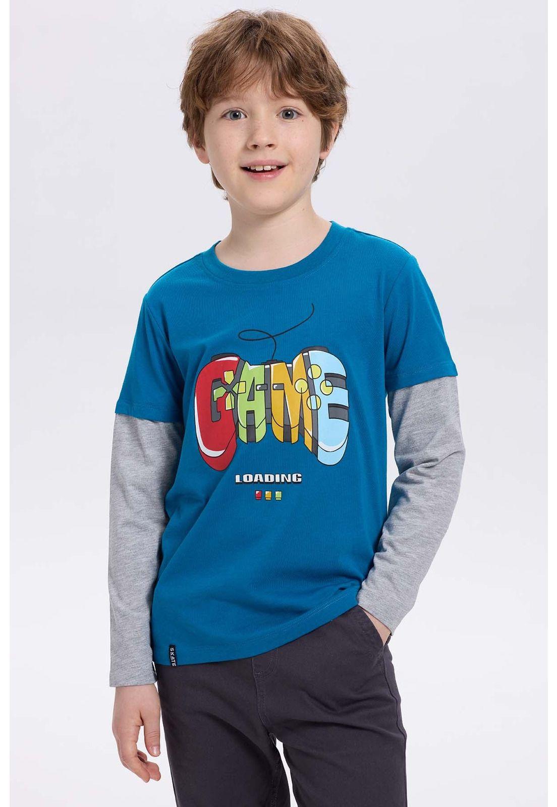 Polera Niño Doble Manga Básica-0