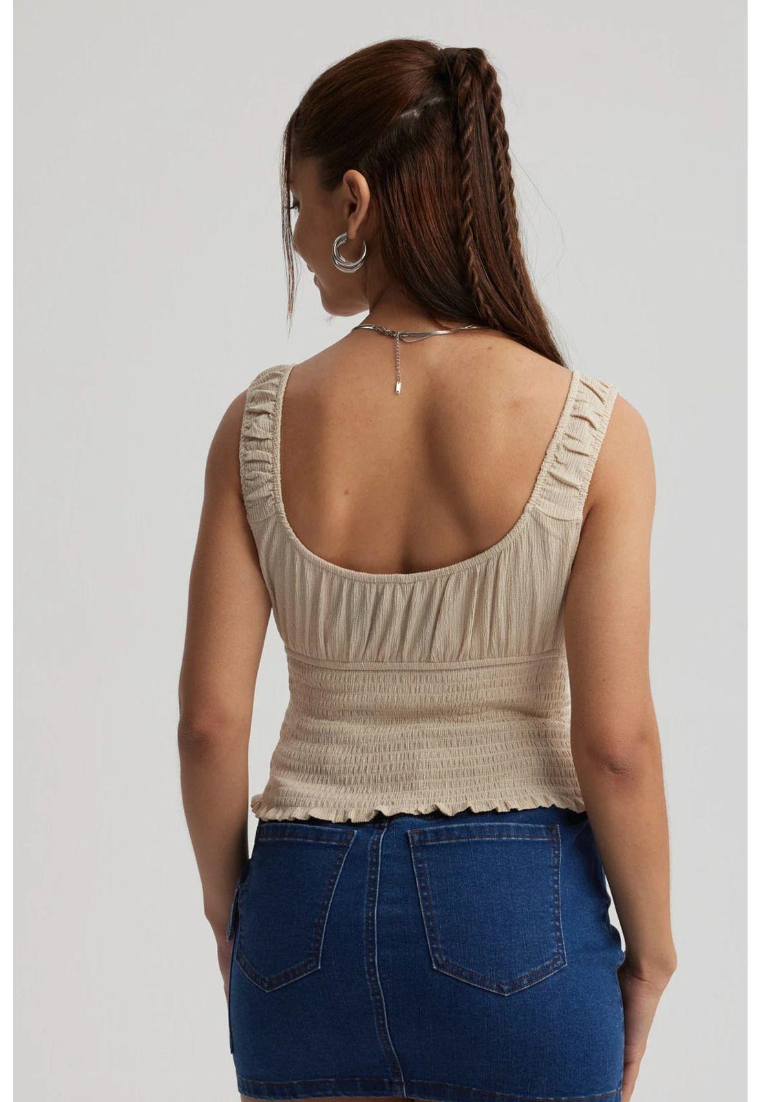 Polera Mujer Panal Lazo Beige-2