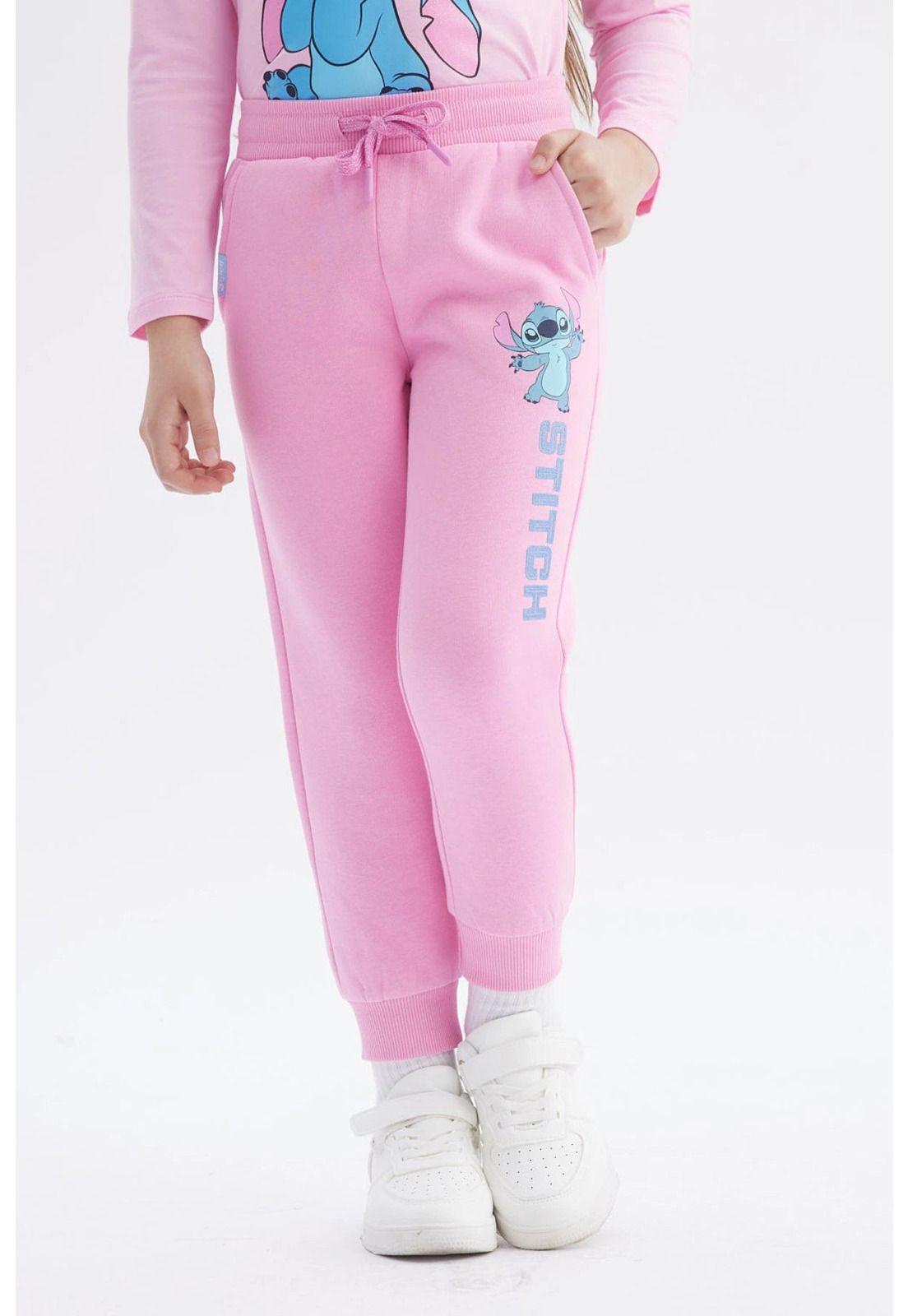 Pantalón Buzo Niña Jogger Stitch Rosado-0