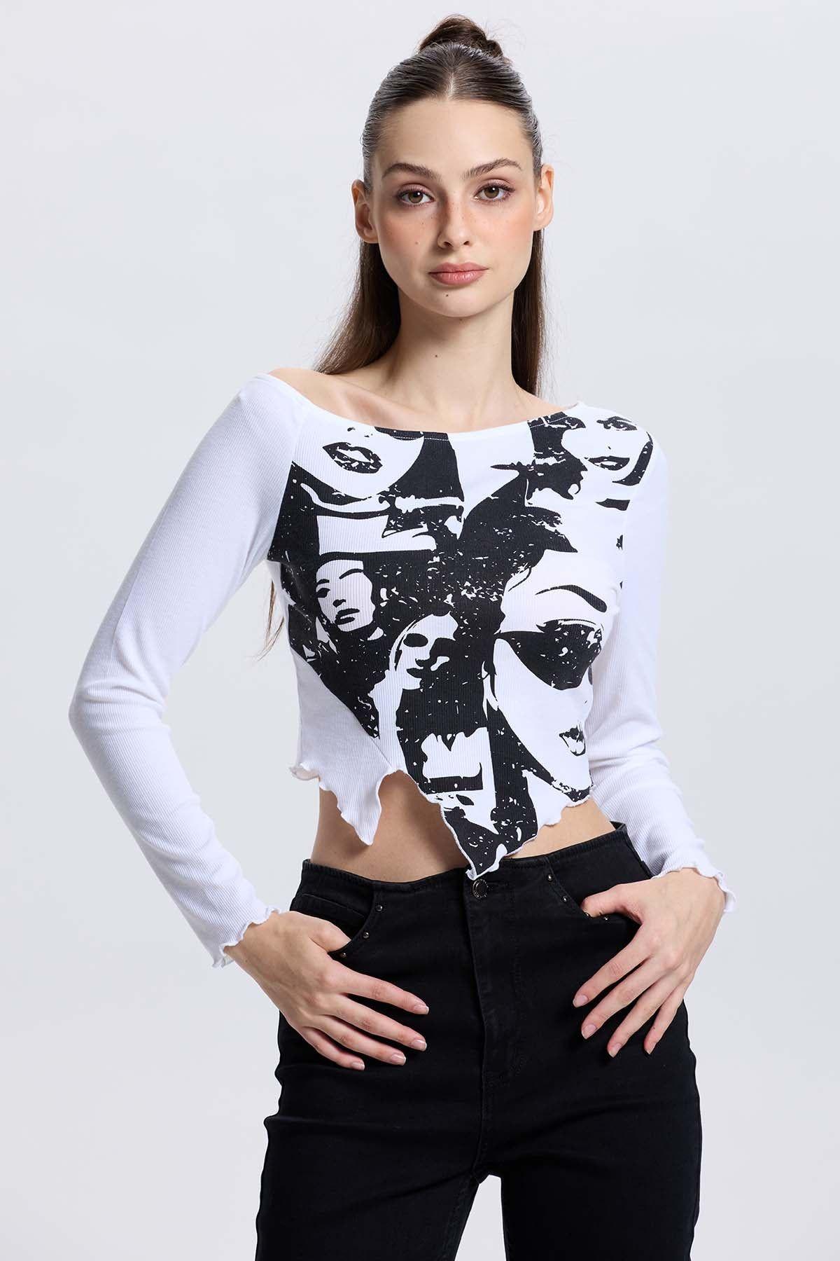Polera Mujer Asímetrica Blanco-0