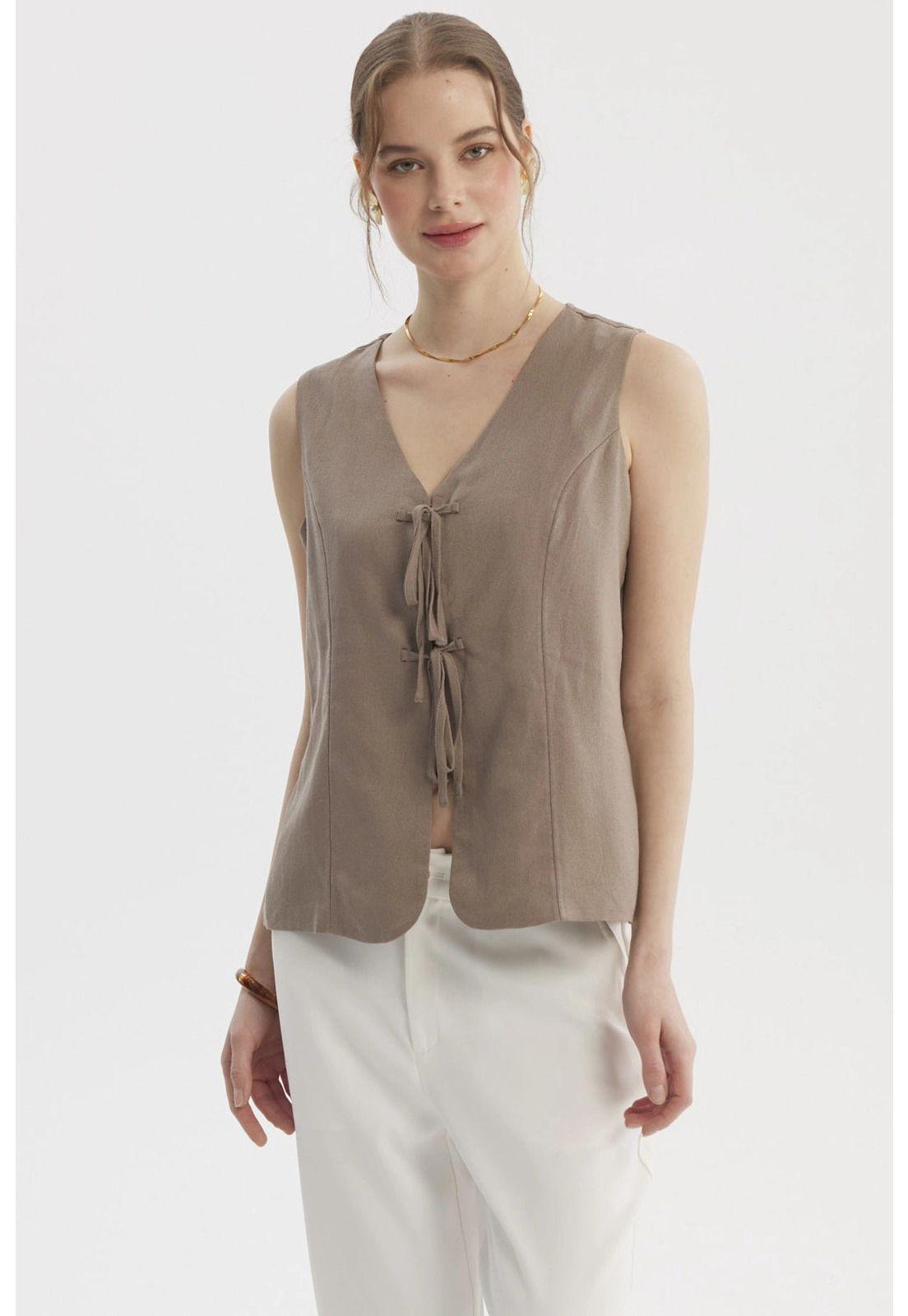 Blusa Mujer Slim Beige-0
