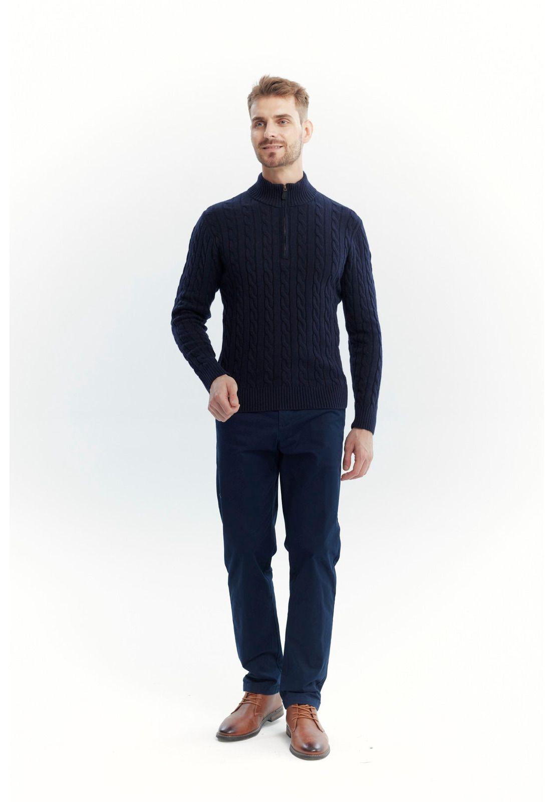 Sweater Hombre Slim Azul Marino - ll-3