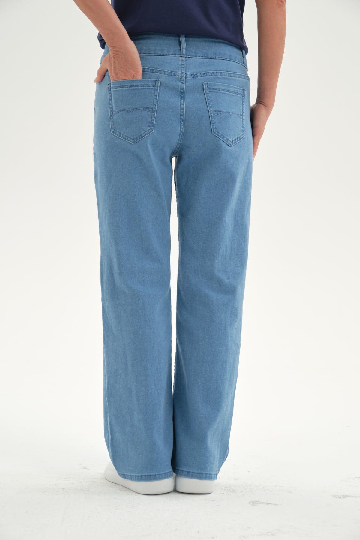 Jeans Mujer Flare Tiro Alto Celeste-2