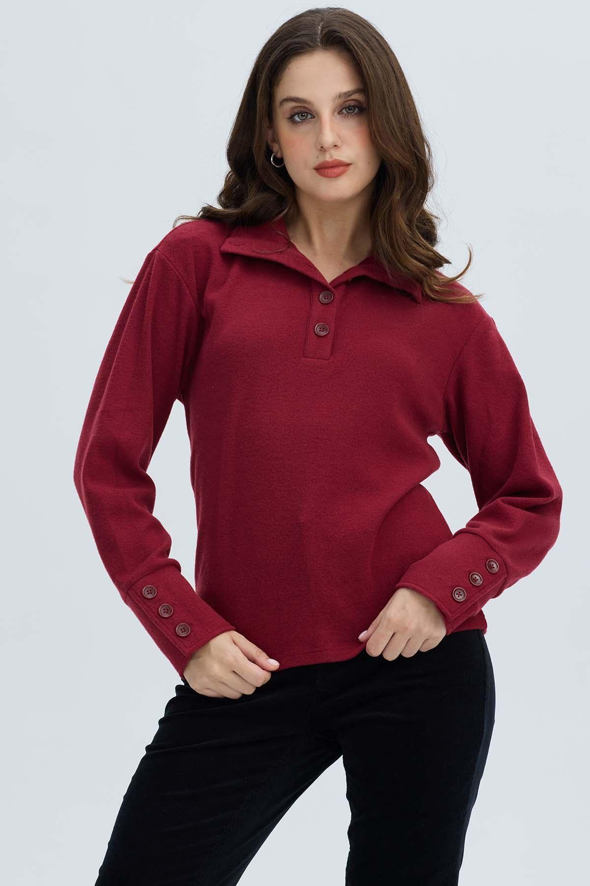 Sweater Mujer Amplio Rojo Oscuro-0