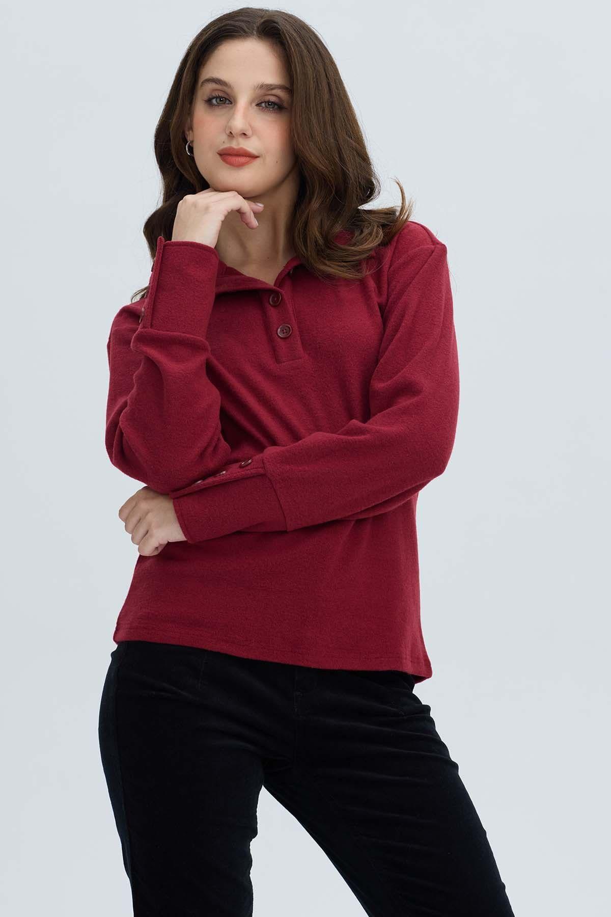 Sweater Mujer Amplio Rojo Oscuro-1