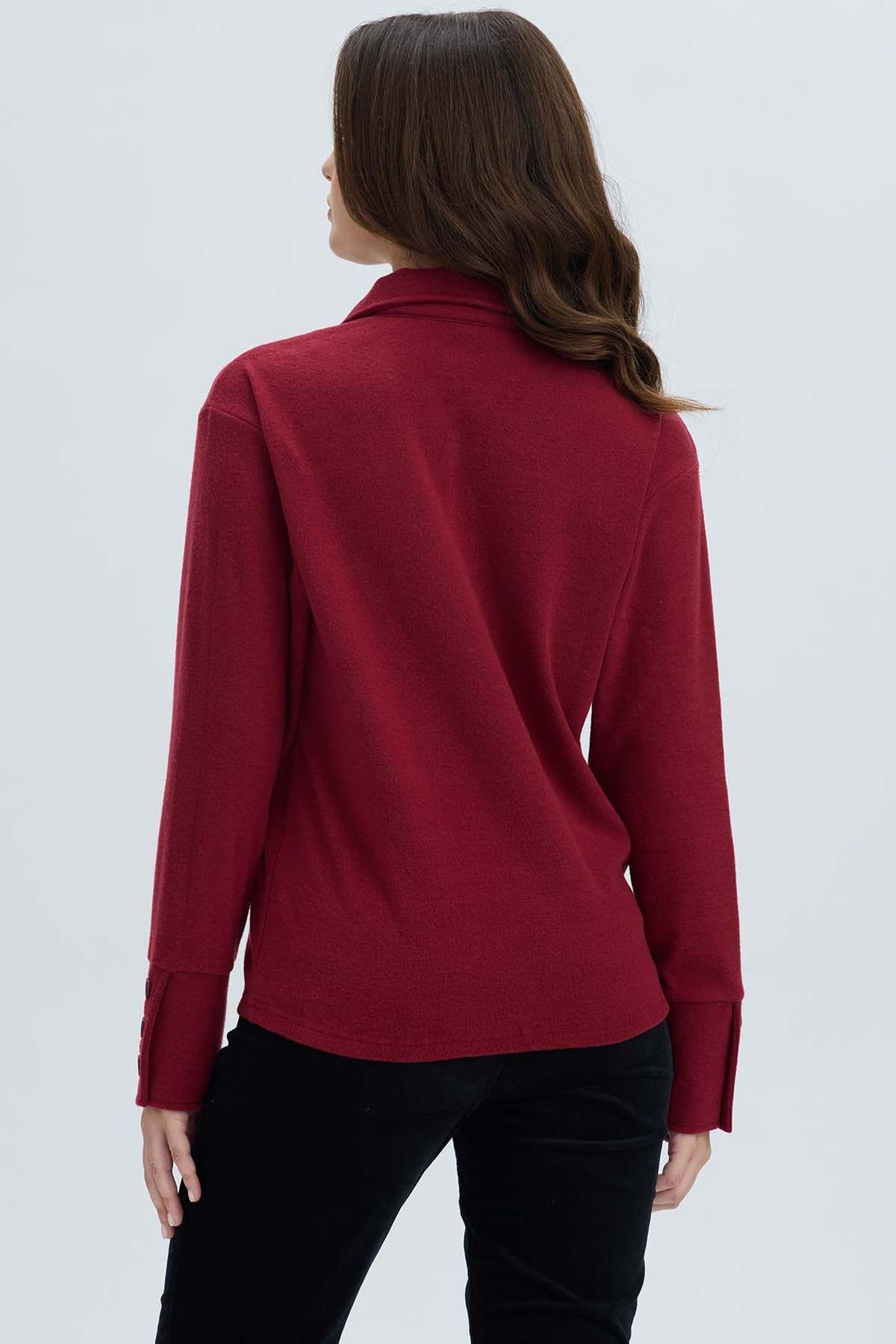 Sweater Mujer Amplio Rojo Oscuro-2