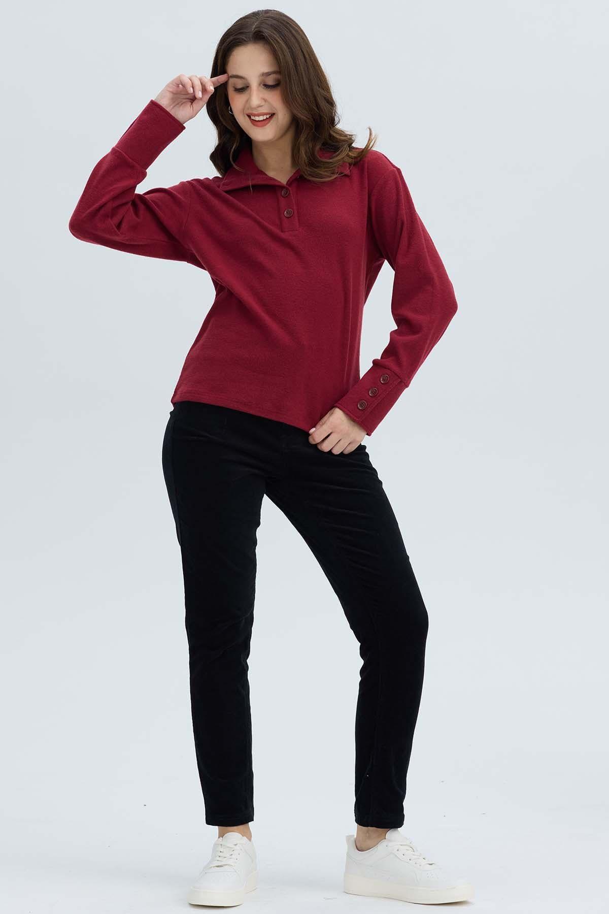 Sweater Mujer Amplio Rojo Oscuro-3