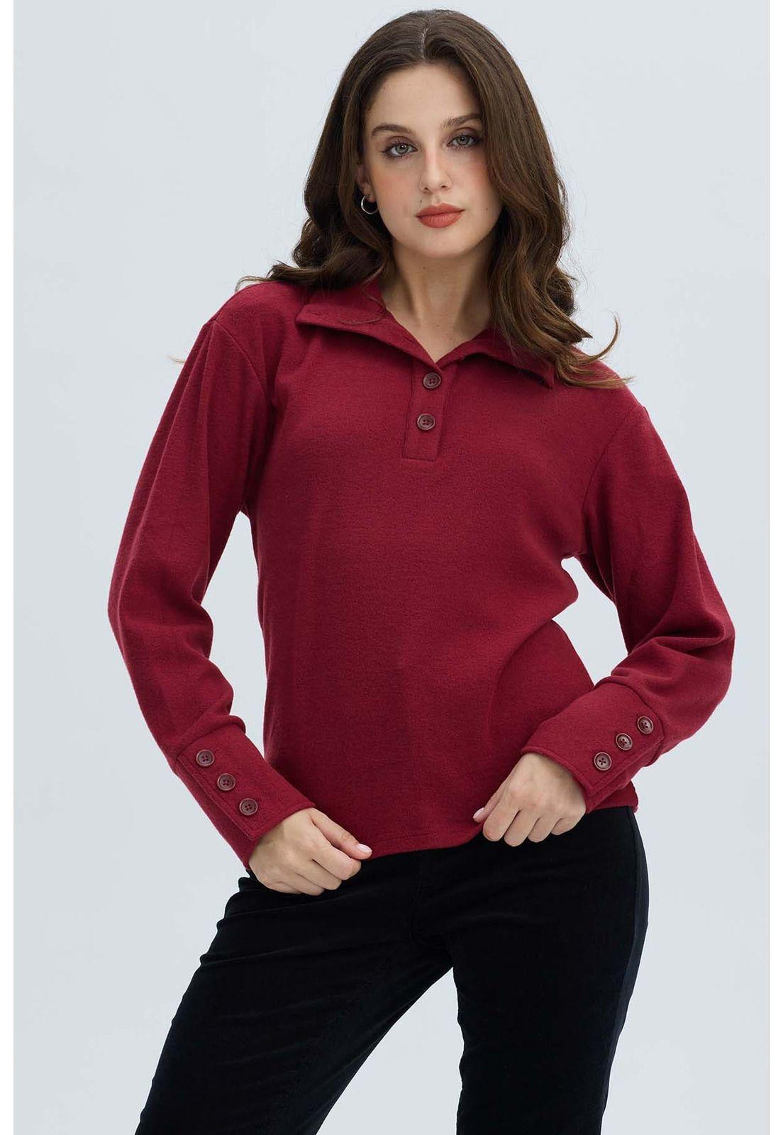 Sweater Mujer Amplio Rojo Oscuro-0