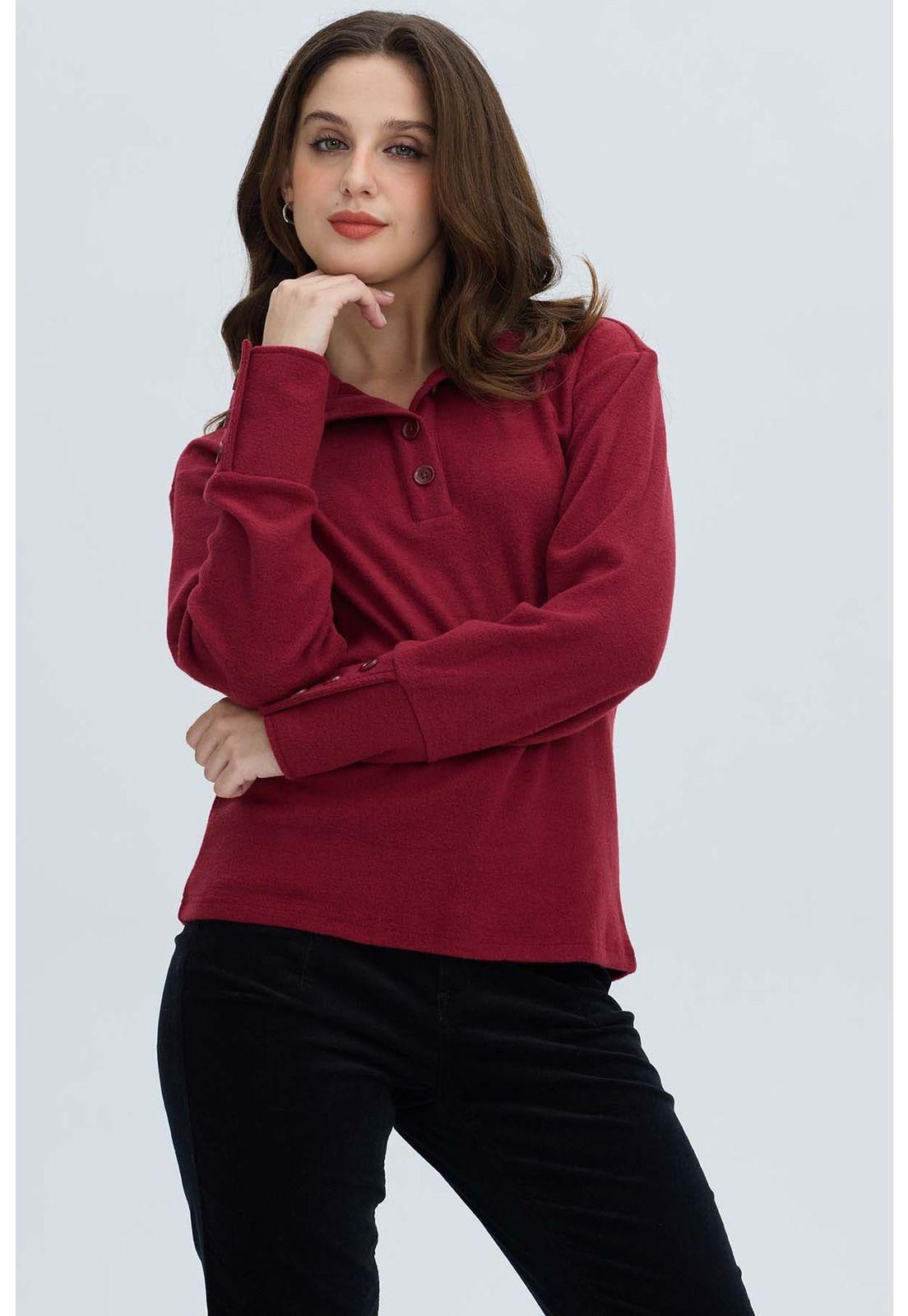 Sweater Mujer Amplio Rojo Oscuro-1