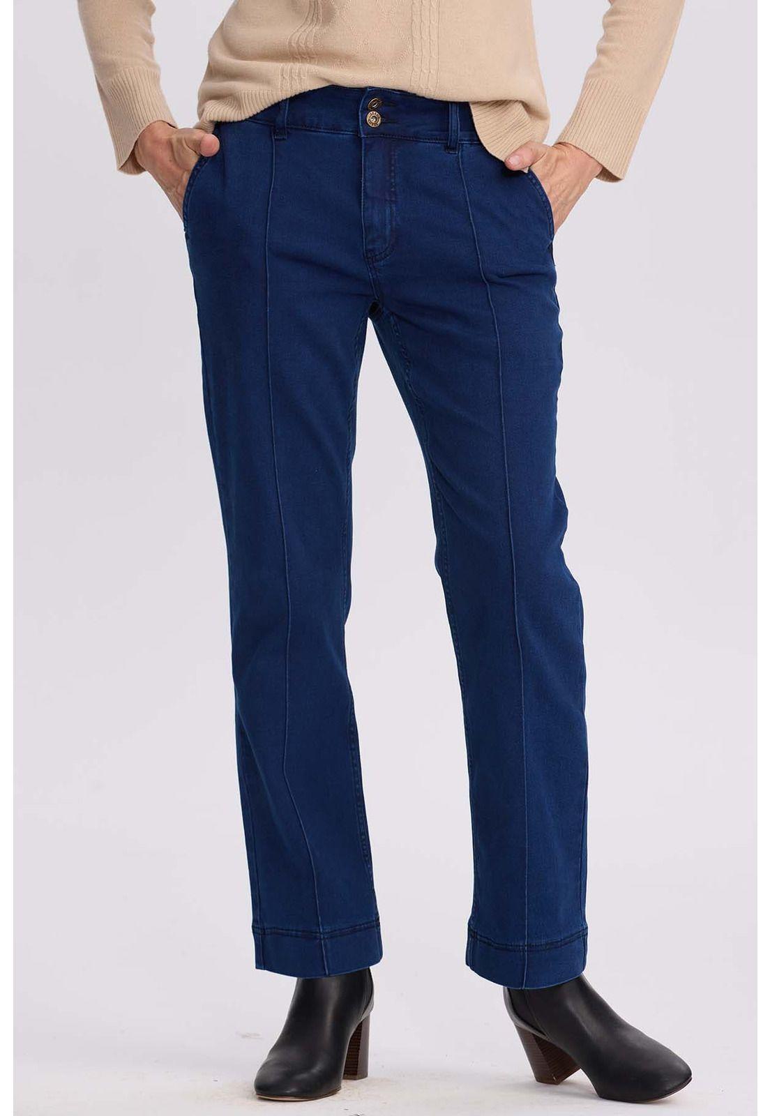 Jeans Mujer Calce Recto Tiro Alto Azul-0