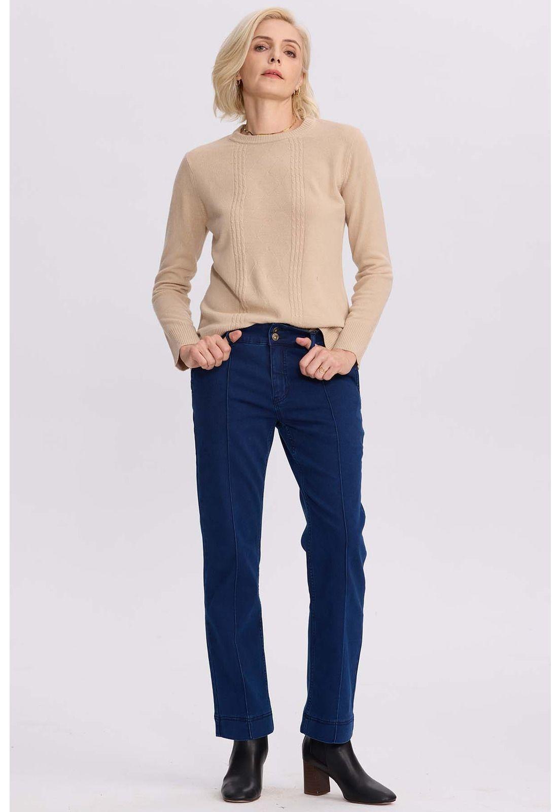 Jeans Mujer Calce Recto Tiro Alto Azul-3