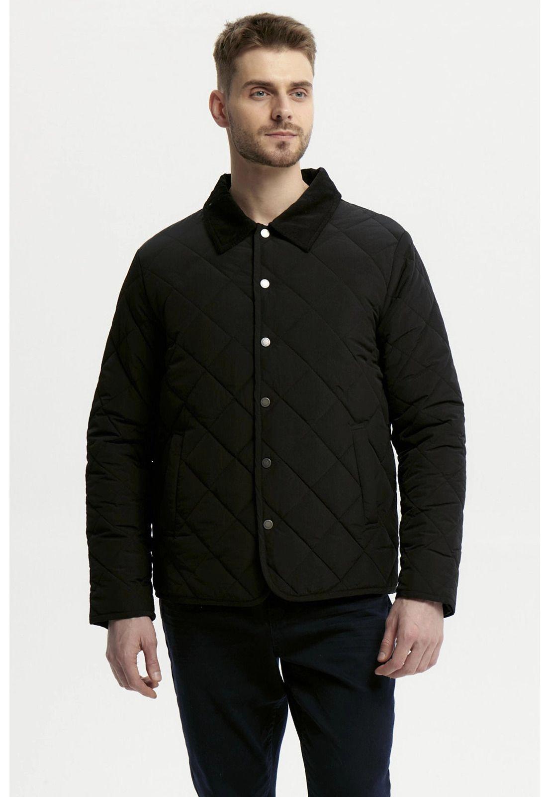 Parka Hombre Cuello Camisero Negro-0