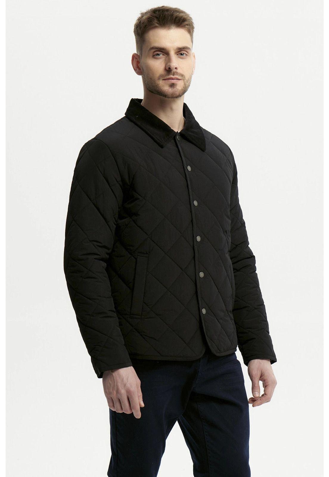 Parka Hombre Cuello Camisero Negro-1