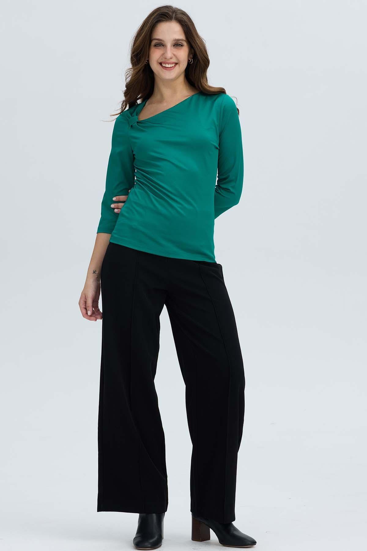 Polera Mujer Detalle Hombro Verde-3