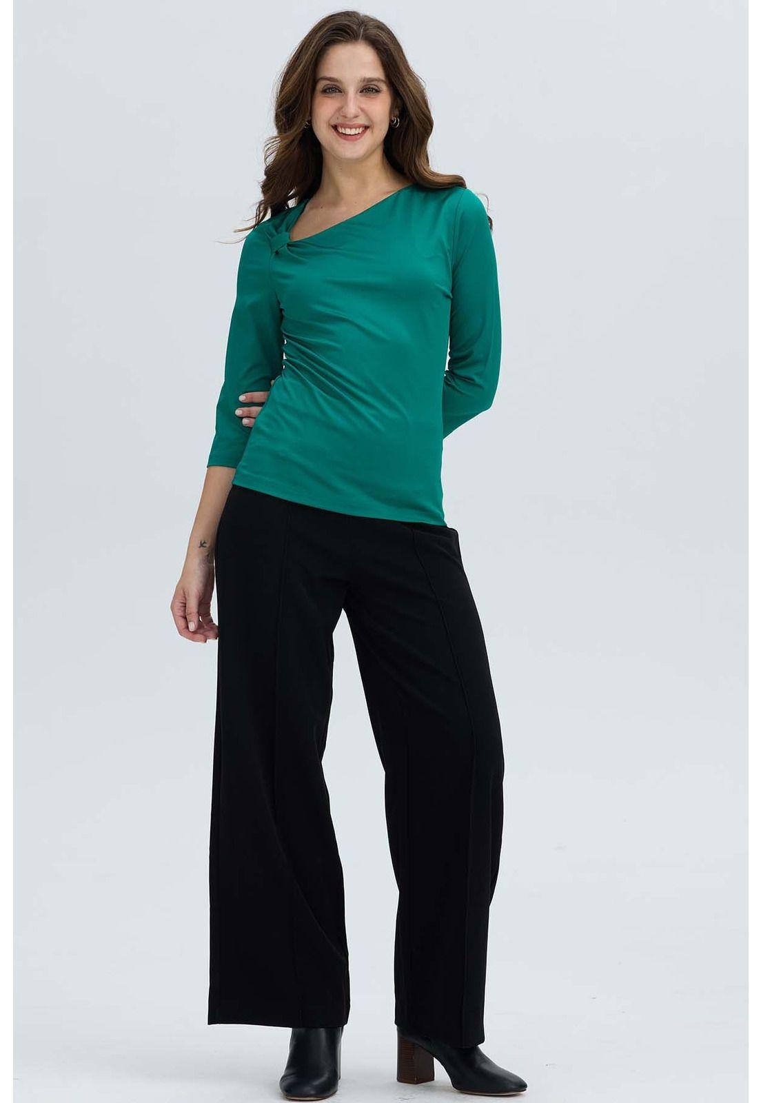 Polera Mujer Detalle Hombro Verde-3