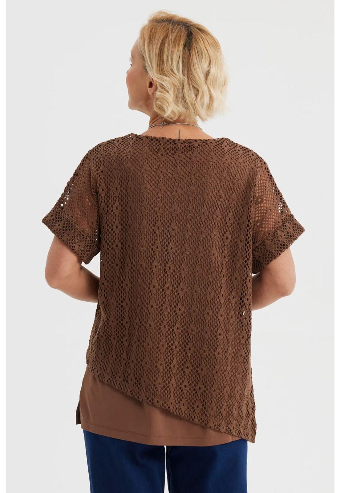 Polera Mujer Calada Café-2