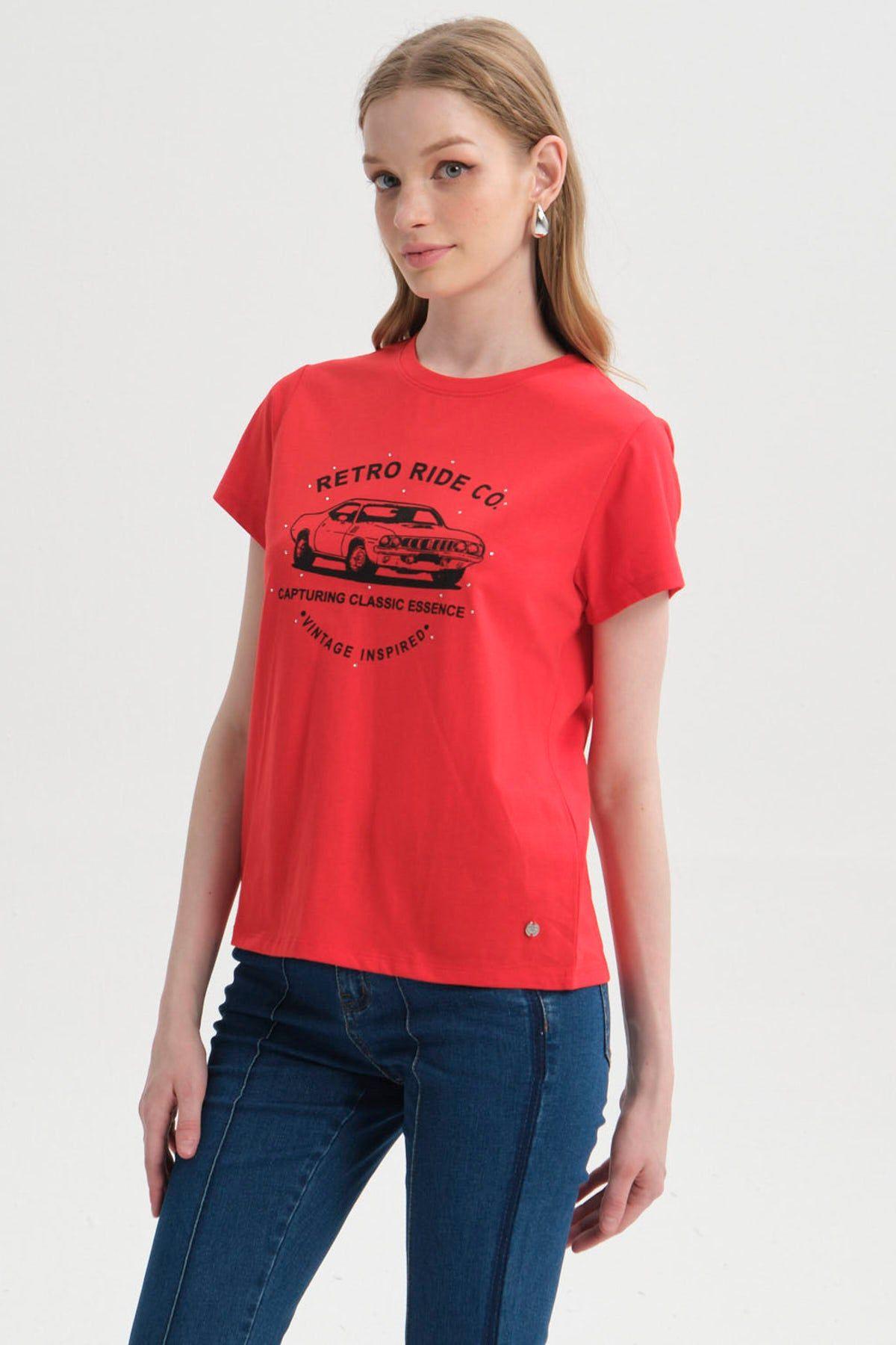Polera Mujer Básica Print Rojo II-1