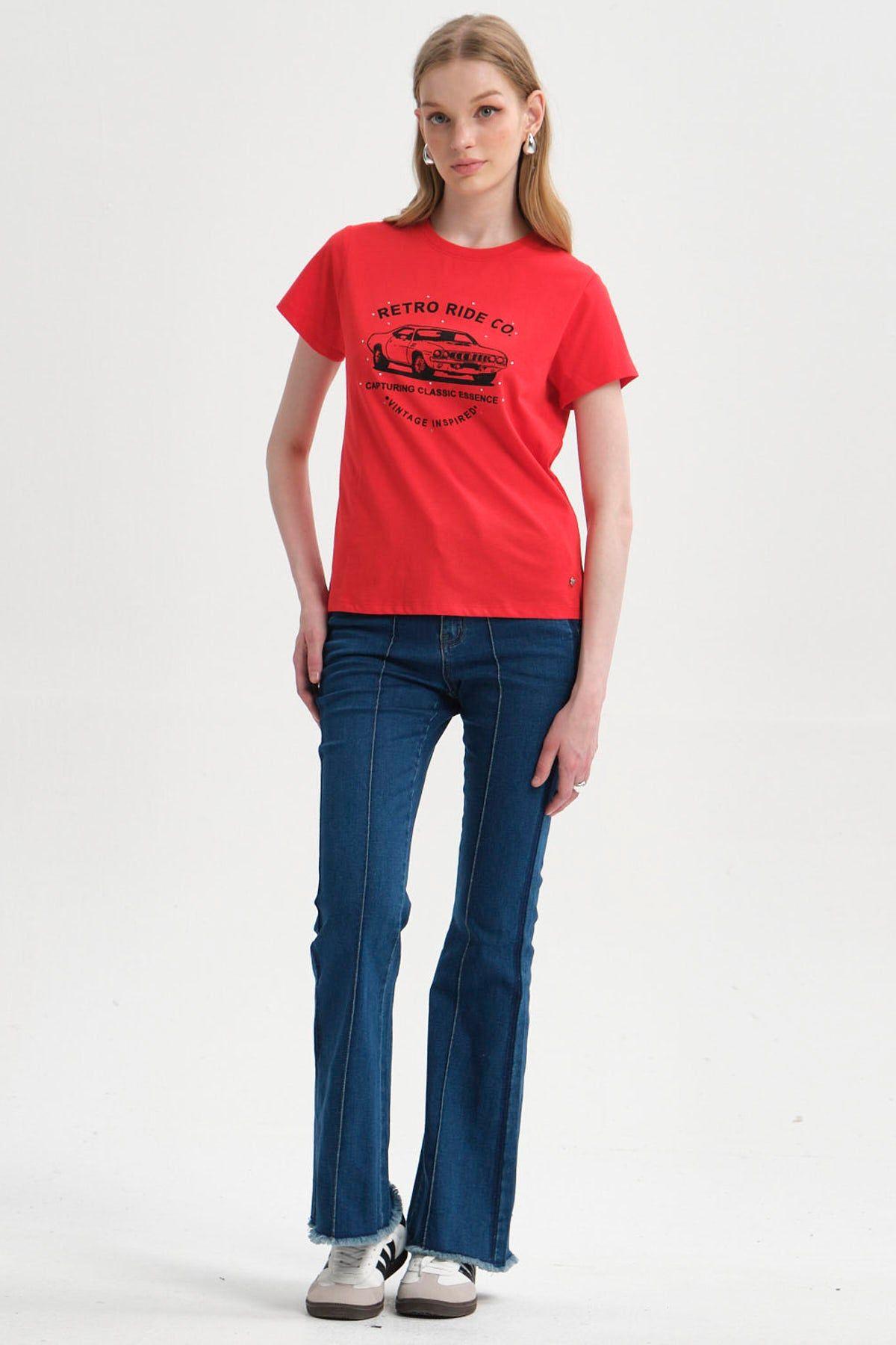 Polera Mujer Básica Print Rojo II-3