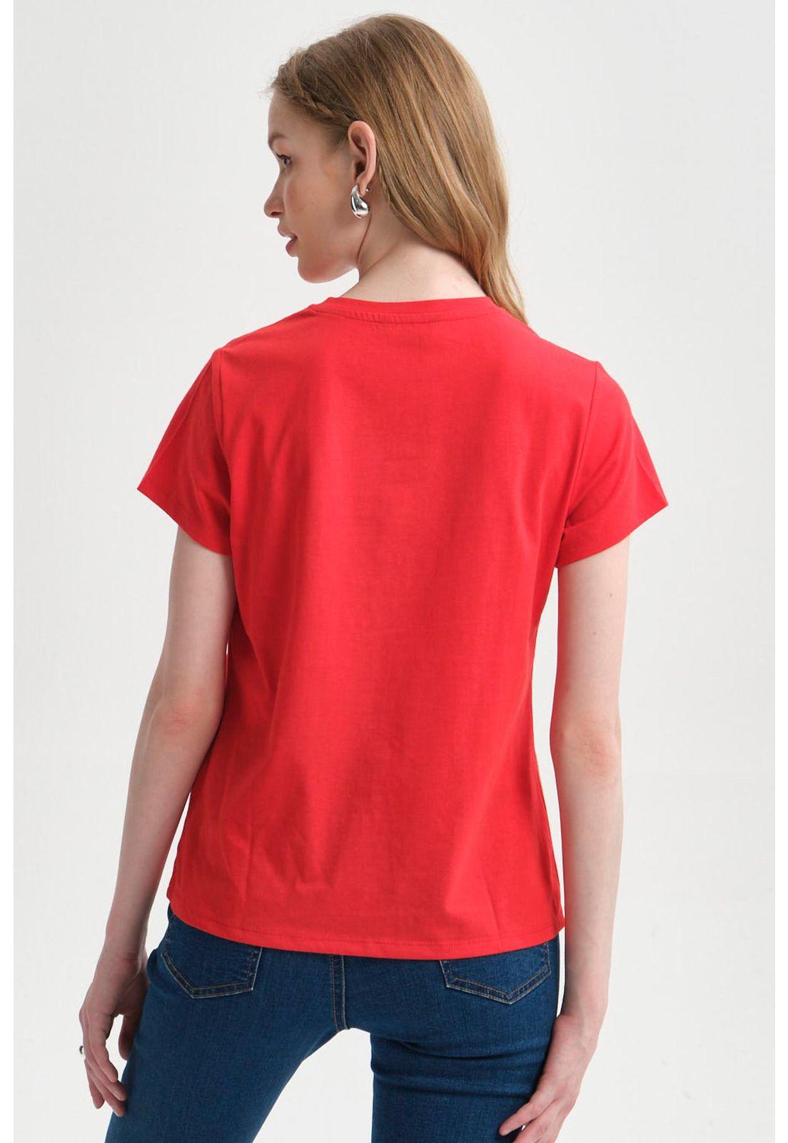 Polera Mujer Básica Print Rojo-2