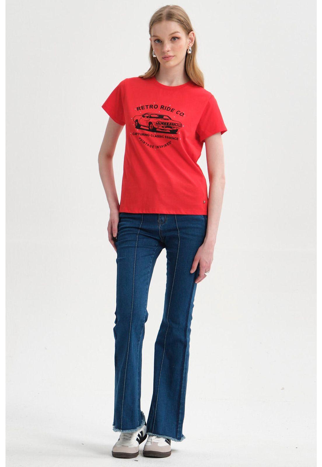 Polera Mujer Básica Print Rojo-3