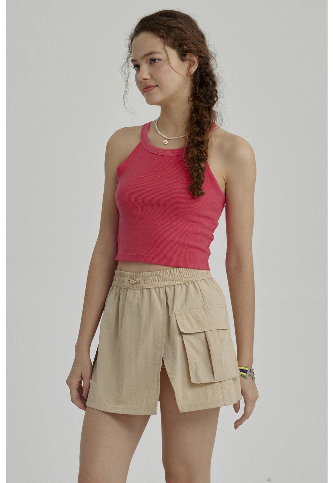 Peto Niña Rib Cuello Halter Fucsia-3