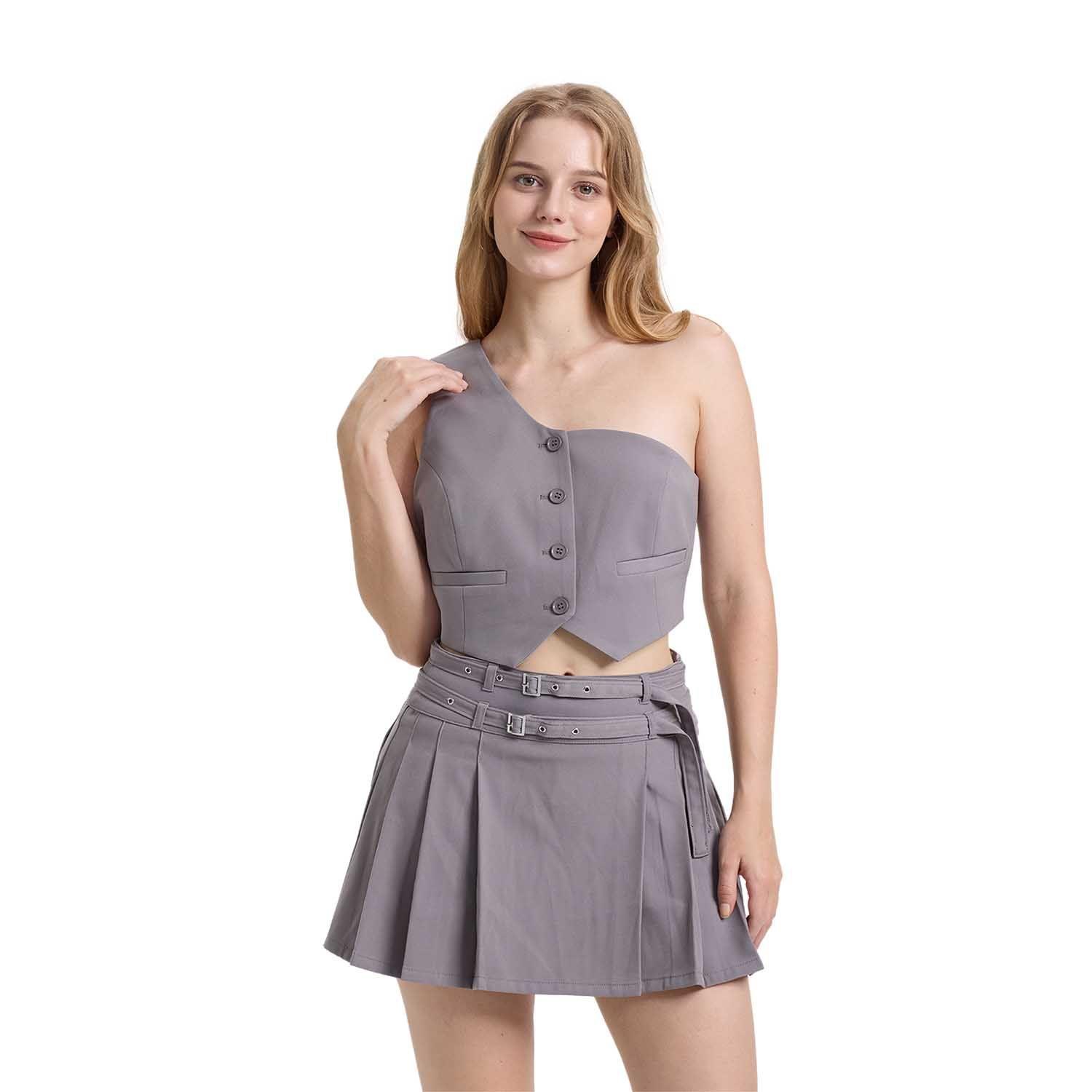 Blusa Mujer Gillette Asimétrico Gris Fashions Park-0