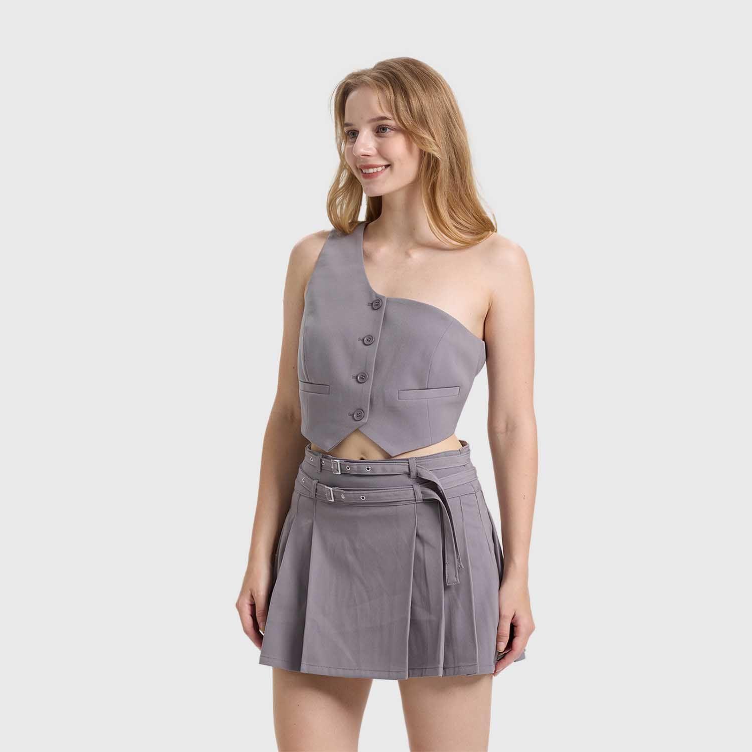 Blusa Mujer Gillette Asimétrico Gris Fashions Park-1
