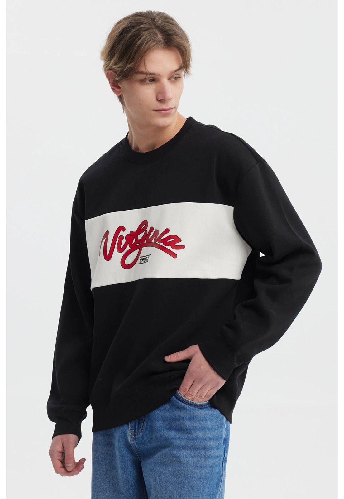 Polerón Hombre Oversize Cuello Redondo Negro-1