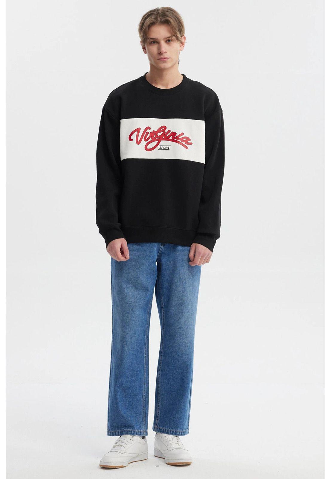 Polerón Hombre Oversize Cuello Redondo Negro-3