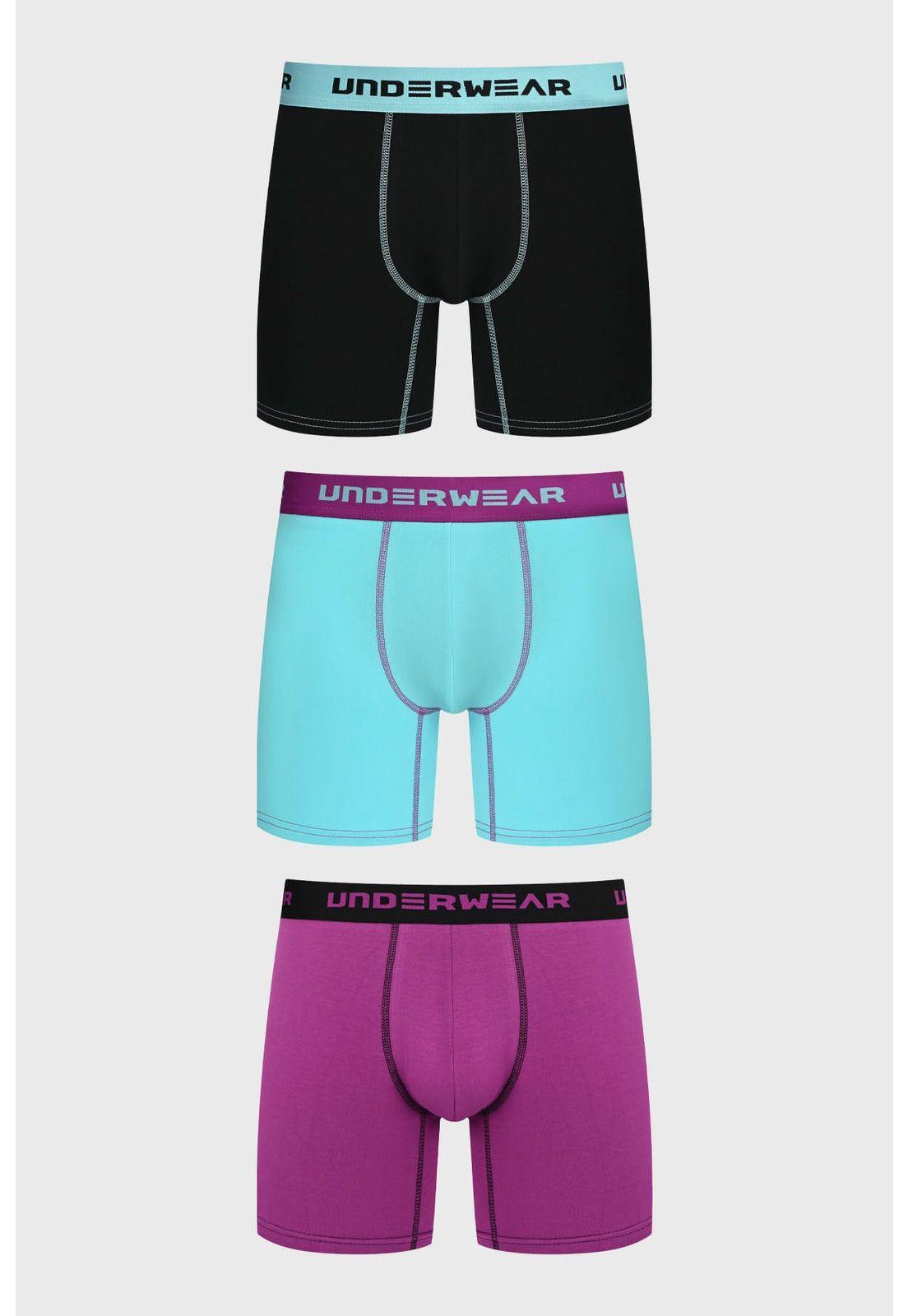 Bóxer Hombre Tripack Largo Violeta-0