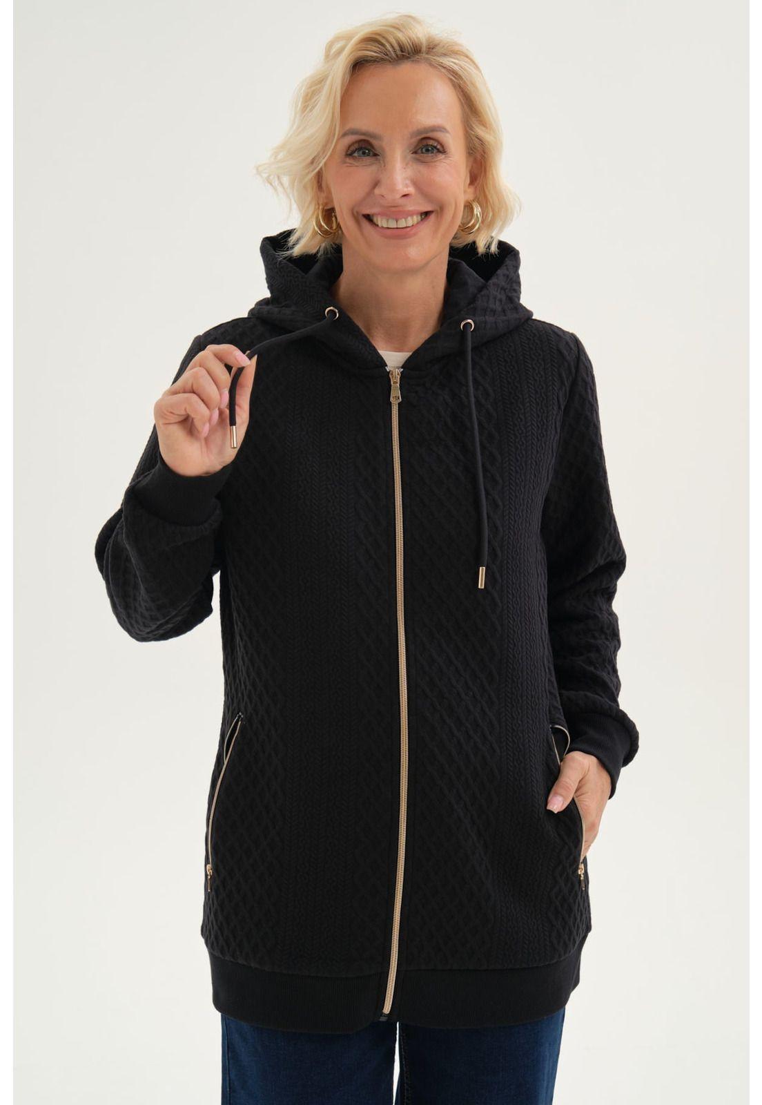 Polerón Mujer Con Cierre Negro-0