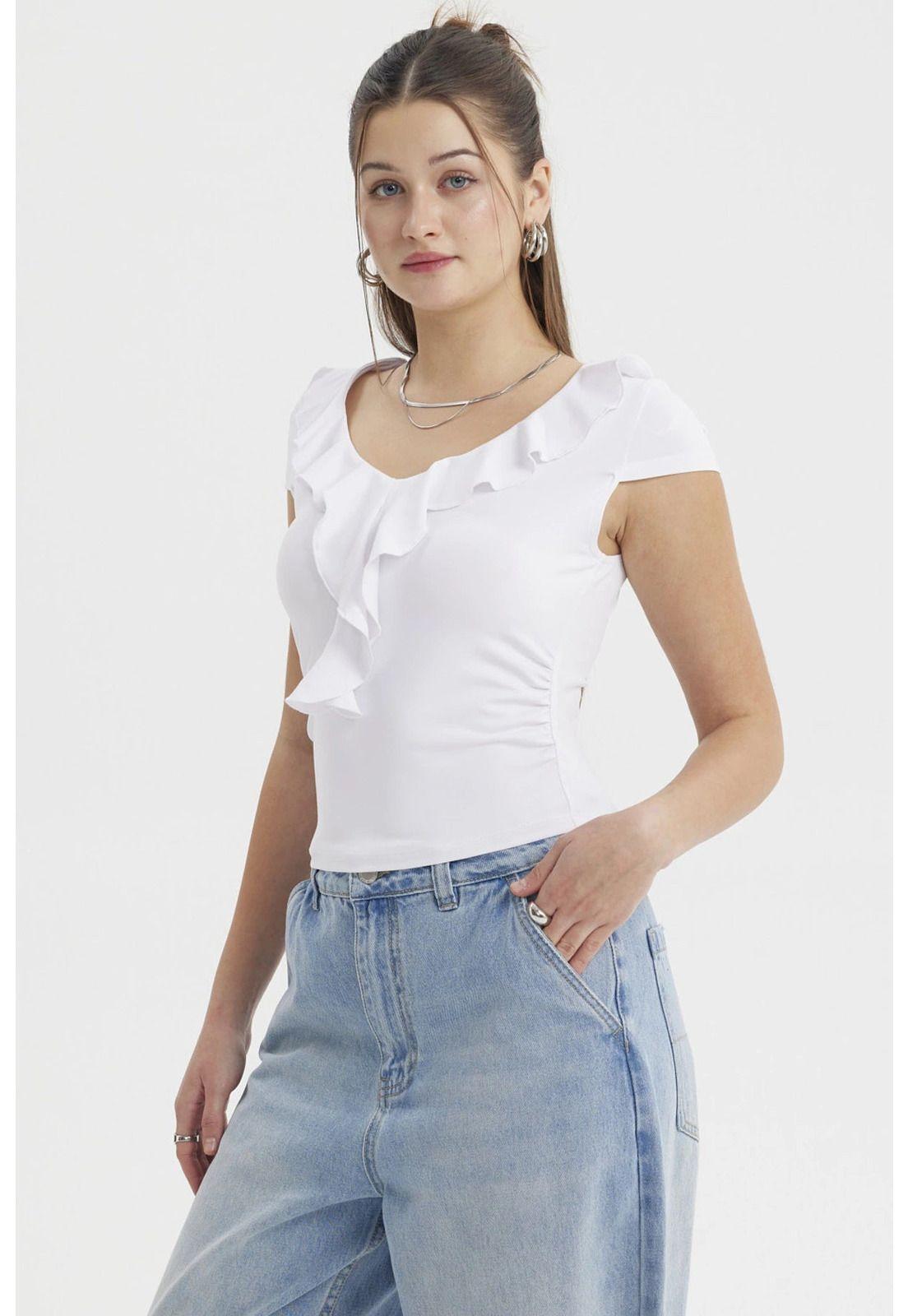 Polera Mujer Con Vuelos Blanco-1