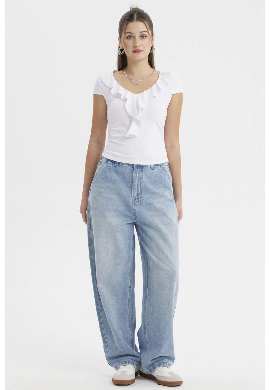 Polera Mujer Con Vuelos Blanco-3