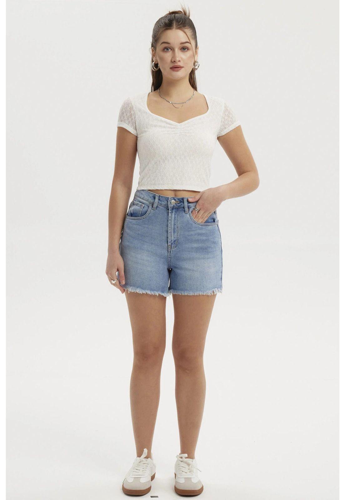 Polera Mujer Fruncido Elástico Blanco-3