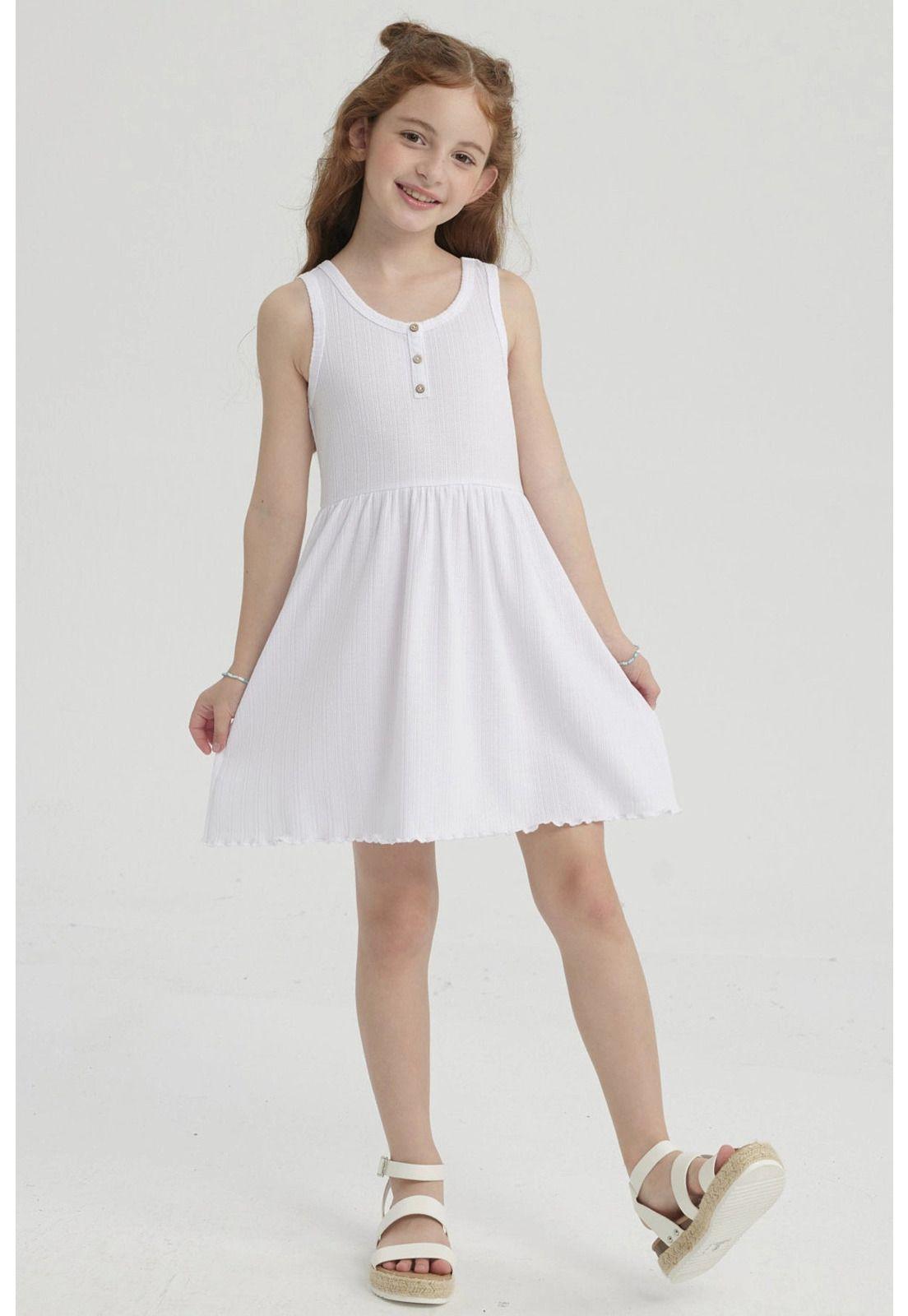 Vestido Niña Rib Blanco-0