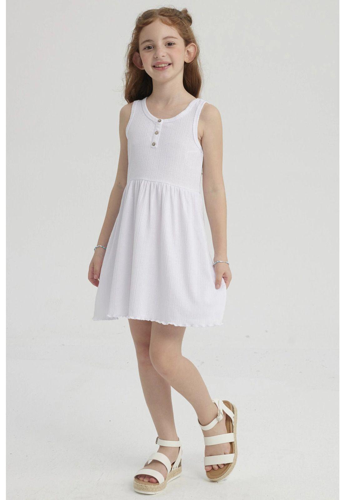 Vestido Niña Rib Blanco-2