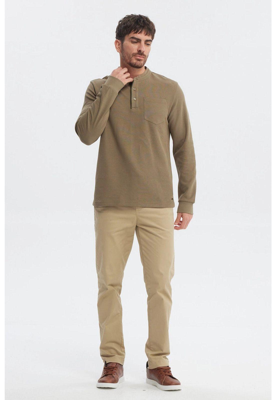 Polera Hombre Slim Verde Oliva-3