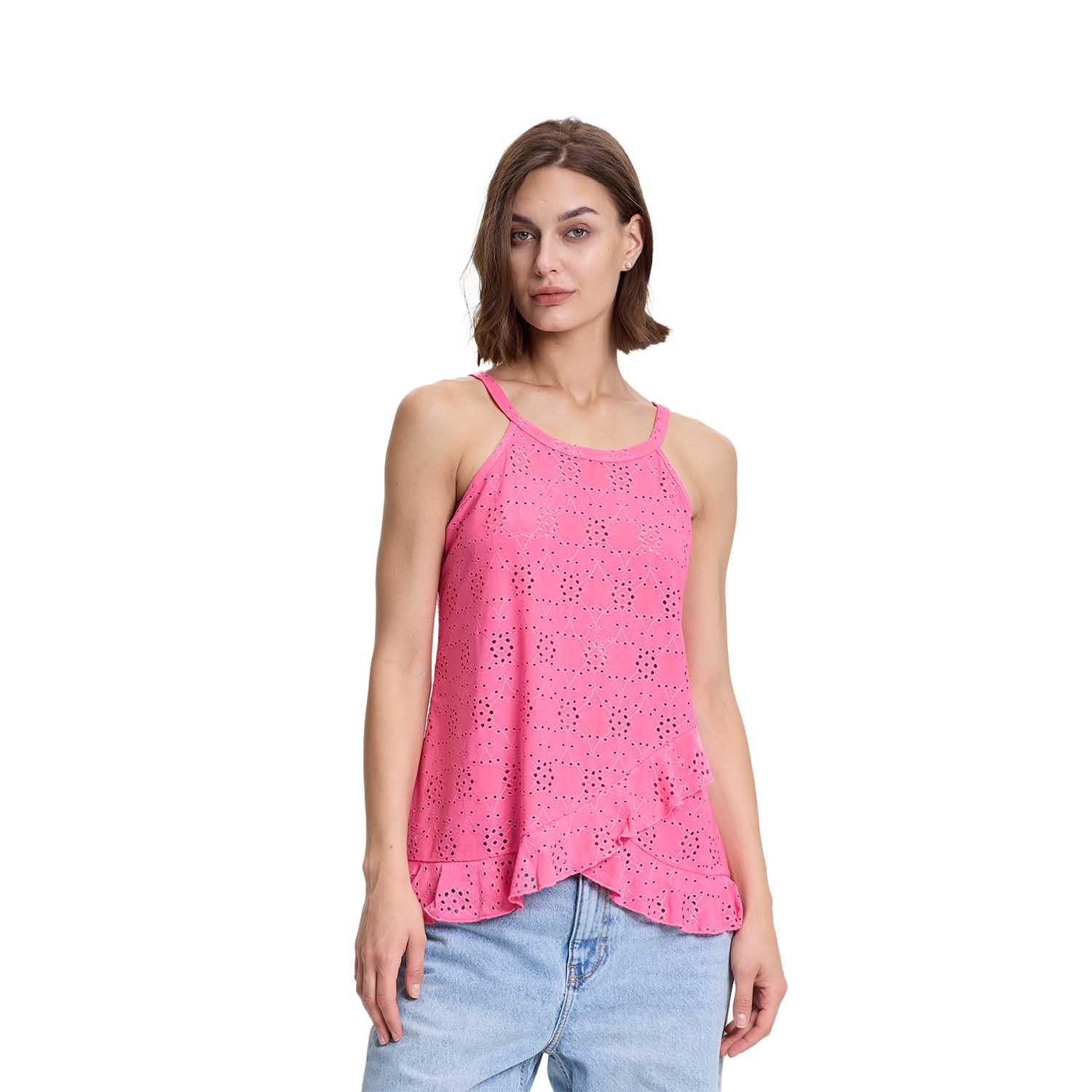 Polera Mujer Halter Broderie Rosado Fashions Park-0