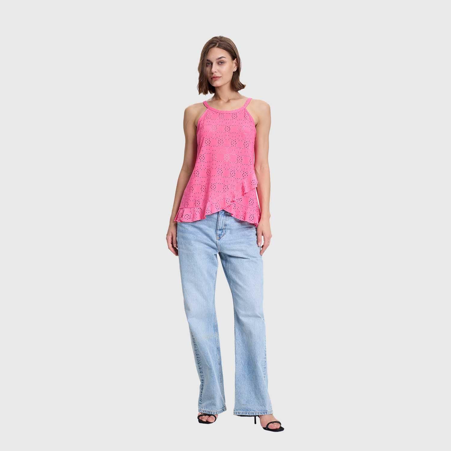 Polera Mujer Halter Broderie Rosado Fashions Park-3