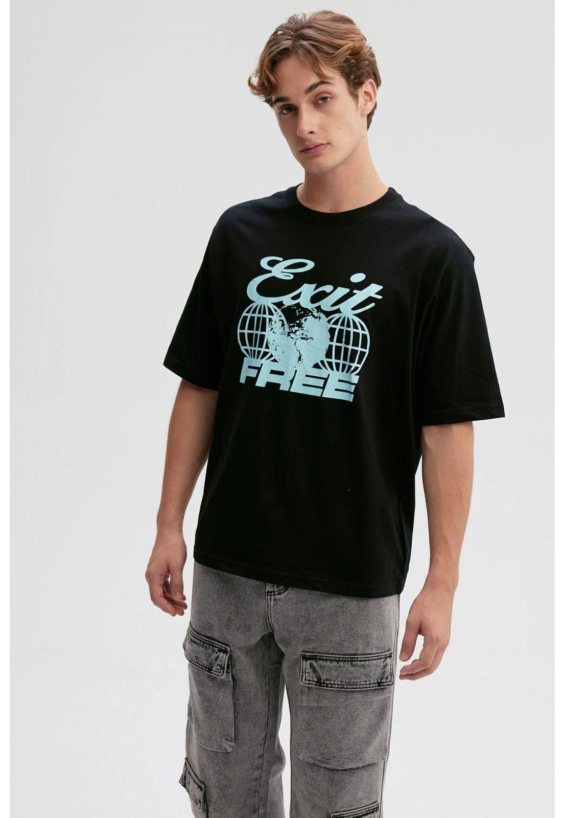 Polera Hombre Print Central Negro - lll-0